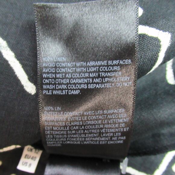 WHISTLES Skirt Womens Sz 8 Black Kuba Print 100% Linen Button Front Midi Tribal - Picture 9 of 10